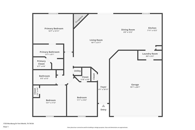 1,990/Mo, 1733 Wurzburg Dr Fort Worth, TX 76134 Floorplan View