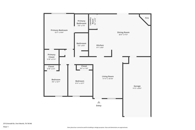 1,675/Mo, 3713 Arnold Dr Fort Worth, TX 76140 Floor Plan View