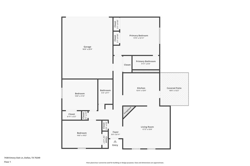 1,895/Mo, 7438 Emory Oak Ln Dallas, TX 75249 Floorplan View