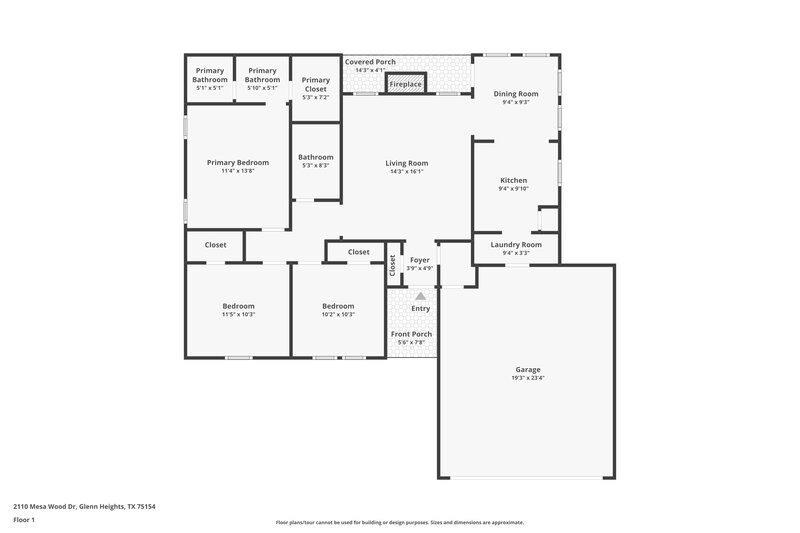 1,710/Mo, 2110 Mesa Wood Dr Glenn Heights, TX 75154 Floor Plan View
