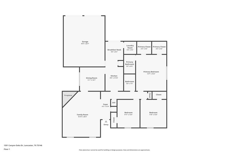 2,055/Mo, 1201 Canyon Oaks Dr Lancaster, TX 75146 Floor Plan View