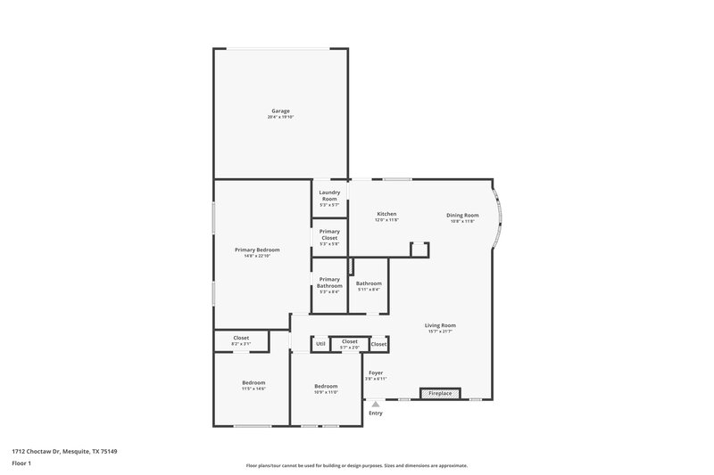 2,060/Mo, 1712 Choctaw Dr Mesquite, TX 75149 Floor Plan View