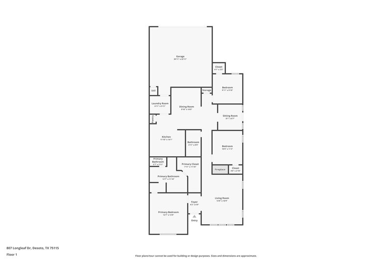 2,060/Mo, 807 Longleaf Dr DeSoto, TX 75115 Floor Plan View