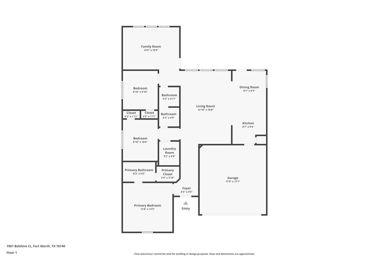 1,640/Mo, 1901 Belshire Ct Fort Worth, TX 76140 Floor Plan View