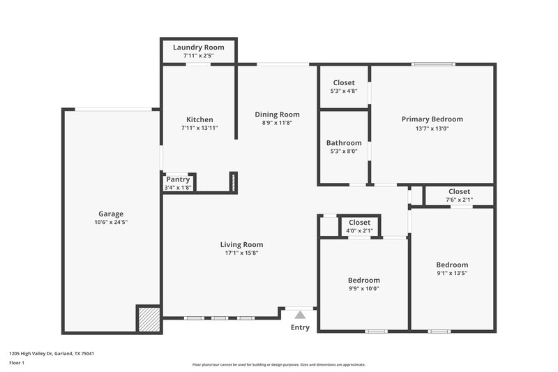 1,880/Mo, 1205 High Valley Dr Garland, TX 75041 Floor Plan View