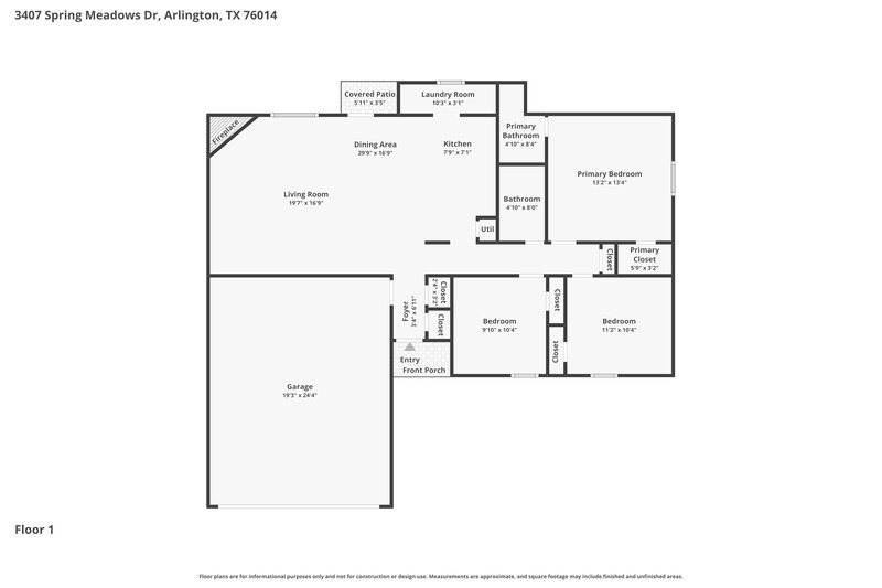 2,015/Mo, 3407 Spring Meadows Dr Arlington, TX 76014 Floor Plan View