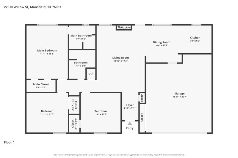 2,125/Mo, 223 N Willow St Mansfield, TX 76063 Floor Plan View