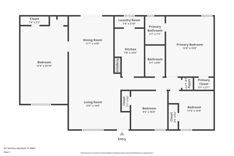2,240/Mo, 611 Stell Ave Mansfield, TX 76063 Floor Plan View