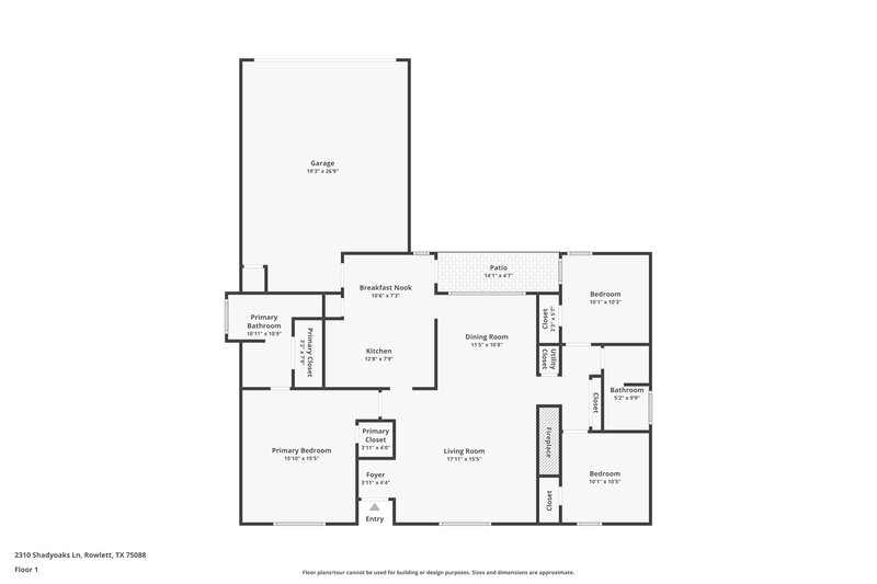 2,065/Mo, 2310 Shadyoaks Ln Rowlett, TX 75088 Floor Plan View