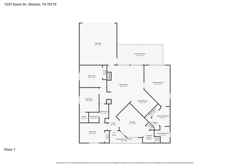 2,475/Mo, 1237 Essex Dr DeSoto, TX 75115 Floorplan View