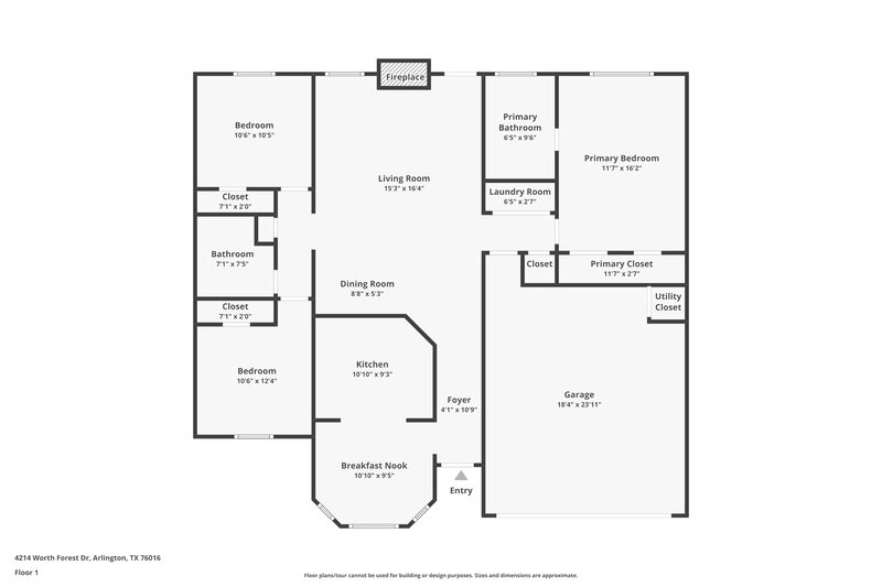 2,190/Mo, 4214 Worth Forest Dr Arlington, TX 76016 Floor Plan View