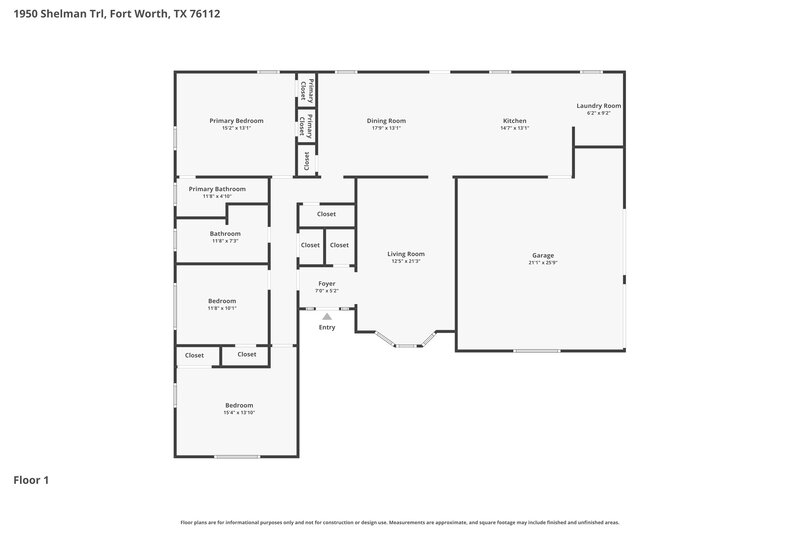 1,990/Mo, 1950 Shelman Trl Fort Worth, TX 76112 Floor Plan View