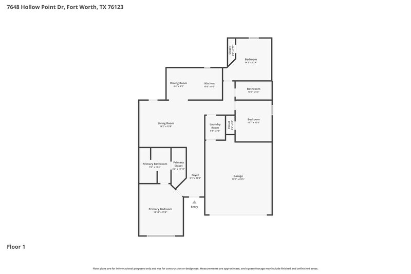 2,025/Mo, 7648 Hollow Point Dr Fort Worth, TX 76123 Floorplan View