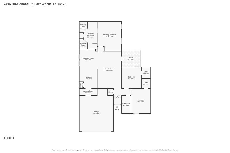 1,890/Mo, 2416 Hawkwood Ct Fort Worth, TX 76123 Floor Plan View