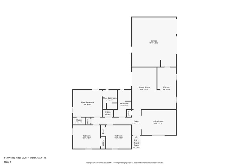 1,740/Mo, 6420 Valley Ridge Dr Fort Worth, TX 76140 Floor Plan View