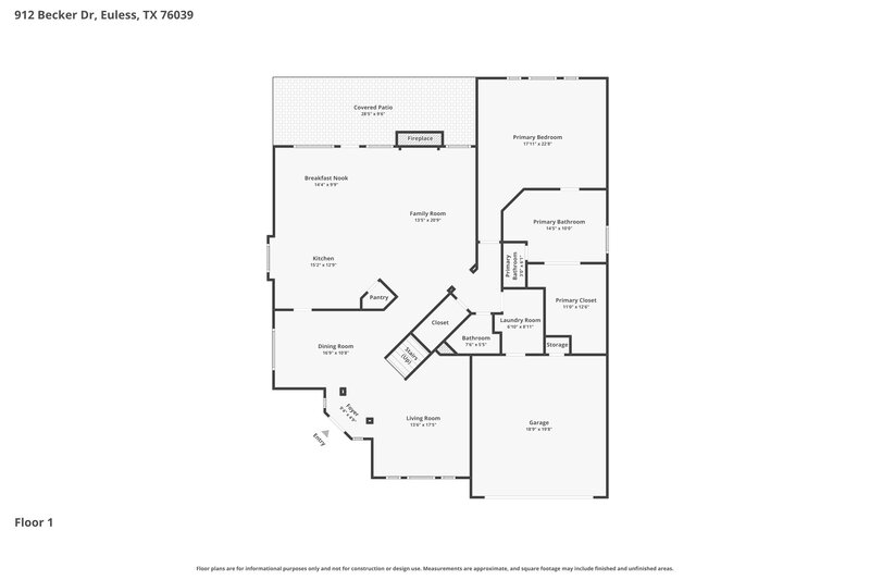 3,175/Mo, 912 Becker Dr Euless, TX 76039 Floor Plan View