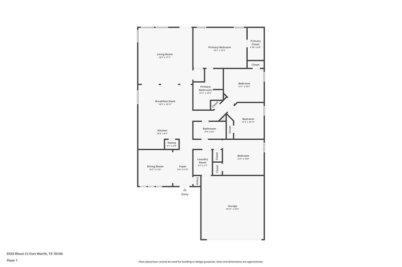 2,160/Mo, 9333 Rhoni Court Fort Worth, TX 76140 Floorplan View