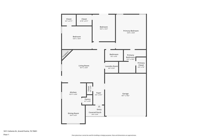2,140/Mo, 1011 Caliente Dr Grand Prairie, TX 75052 Floor Plan View