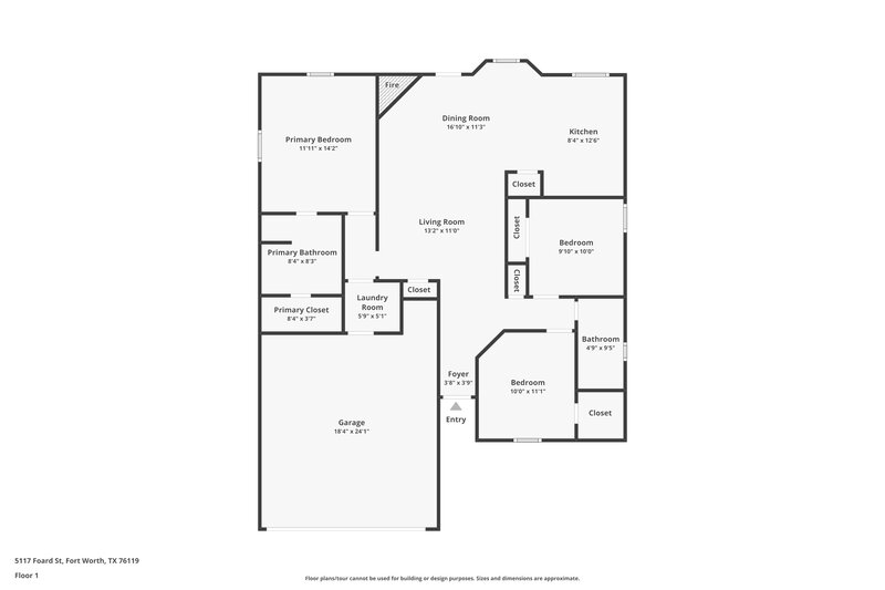 2,015/Mo, 5117 Foard St Fort Worth, TX 76119 Floor Plan View