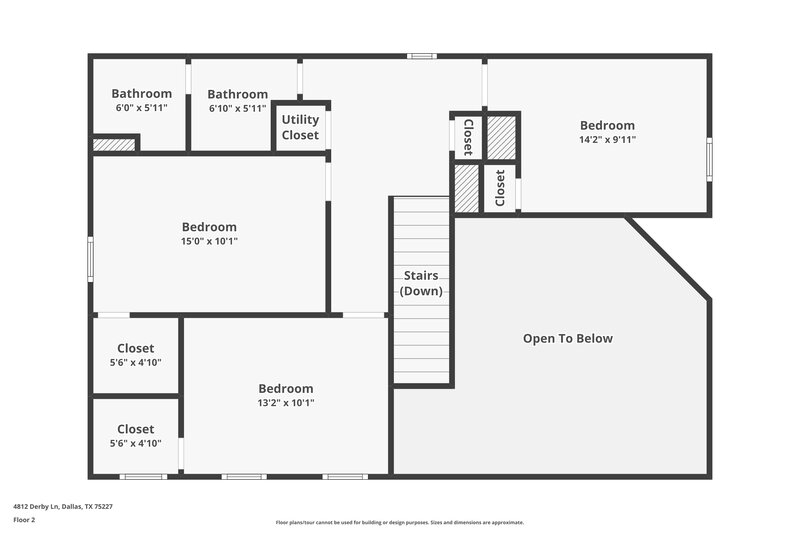 2,260/Mo, 4812 Derby Ln Dallas, TX 75227 Floor Plan View 2