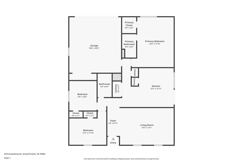 1,870/Mo, 3214 Greentree Grand Prairie, TX 75052 Floor Plan View
