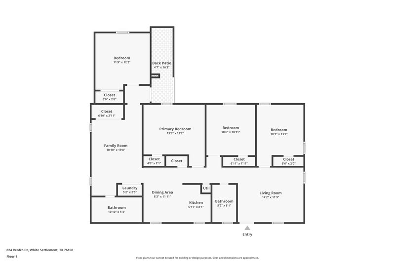 1,770/Mo, 824 Renfro Dr. White Settlement, TX 76108 Floorplan View