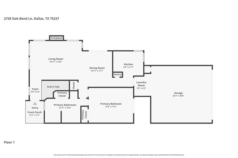 1,970/Mo, 2728 Oak Bend Dallas, TX 75227 Floor Plan View