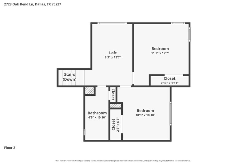 1,970/Mo, 2728 Oak Bend Dallas, TX 75227 Floor Plan View 2