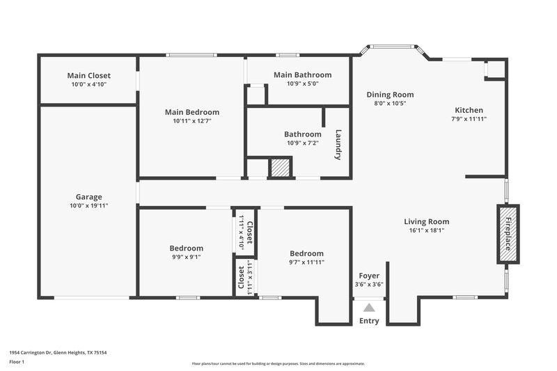 1,865/Mo, 1954 Carrington Glenn Heights, TX 75154 Floor Plan View