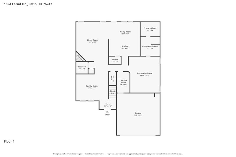 2,210/Mo, 1824 Lariat Dr Justin, TX 76247 Floor Plan View
