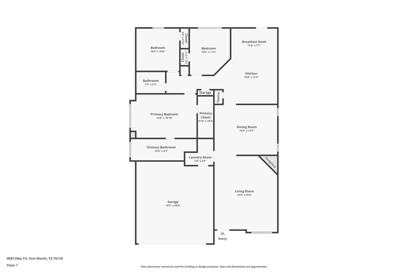 2,090/Mo, 9097 Elbe Trl Fort Worth, TX 76118 Floor Plan View