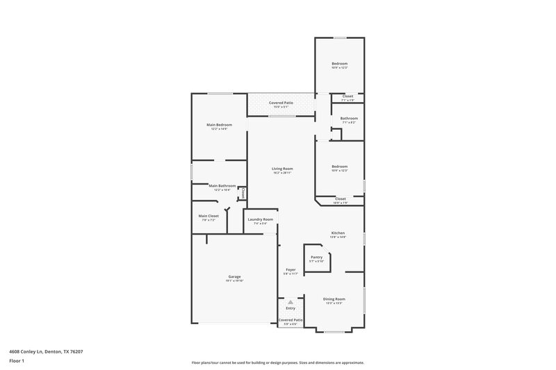 2,100/Mo, 4608 Conley Ln Denton, TX 76207 Floor Plan View