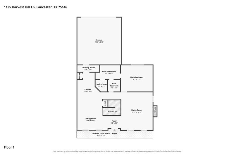 2,150/Mo, 1125 Harvest Hill Ln Lancaster, TX 75146 Floorplan View