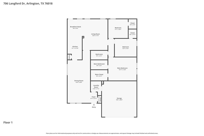 2,285/Mo, 706 Langford Dr Arlington, TX 76018 Floor Plan View