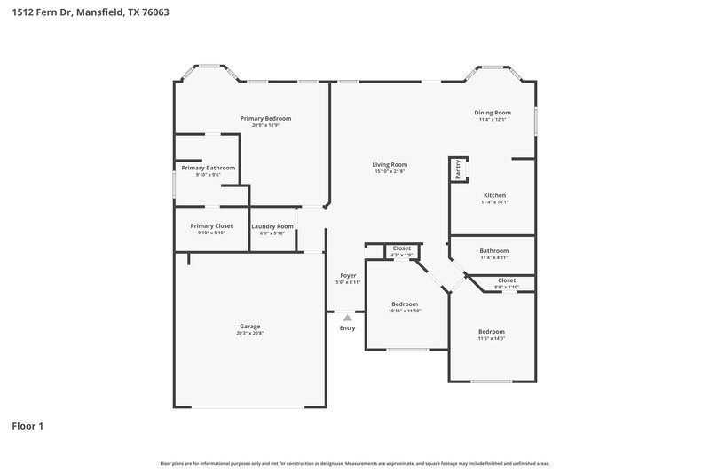 2,615/Mo, 1512 Fern Dr Mansfield, TX 76063 Floor Plan View