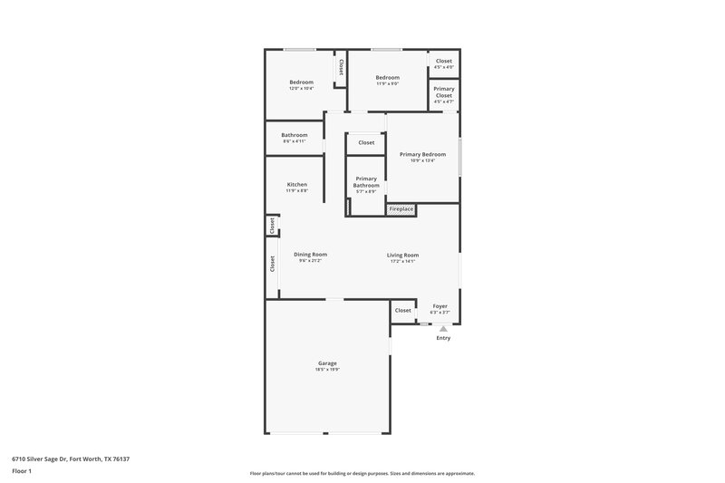 1,730/Mo, 6710 Silver Sage Dr Fort Worth, TX 76137 Floor Plan View