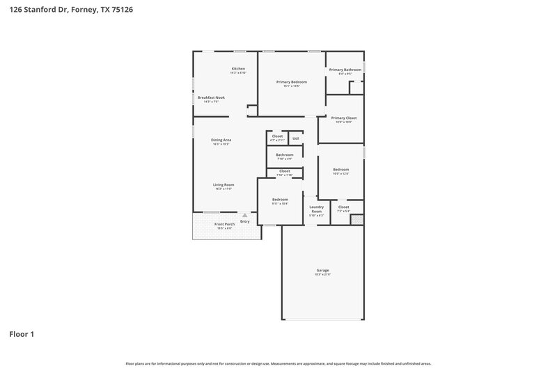 2,000/Mo, 126 Stanford Dr Forney, TX 75126 Floor Plan View