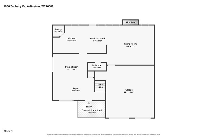 0/Mo, 1006 Zachary Dr Arlington, TX 76002 Floor Plan View