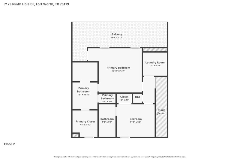 2,190/Mo, 7173 Ninth Hole Drive Fort Worth, TX 76179 Floor Plan View 2