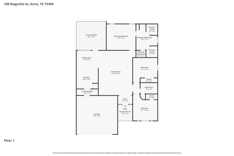 1,935/Mo, 109 Magnolia St Anna, TX 75409 Floorplan View