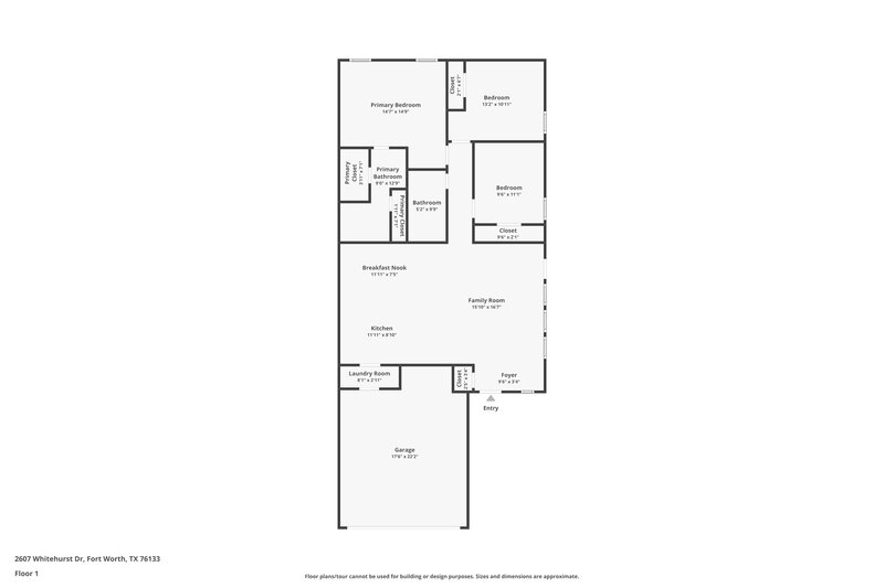 1,695/Mo, 2607 Whitehurst Dr Fort Worth, TX 76133 Floor Plan View