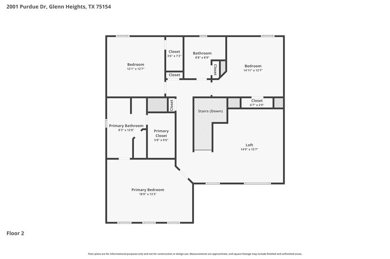 2,470/Mo, 2001 Purdue Dr Glenn Heights, TX 75154 Floor Plan View 2