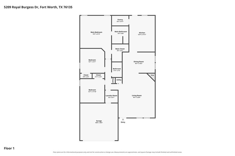2,160/Mo, 5209 Royal Burgess Dr Fort Worth, TX 76135 Floor Plan View