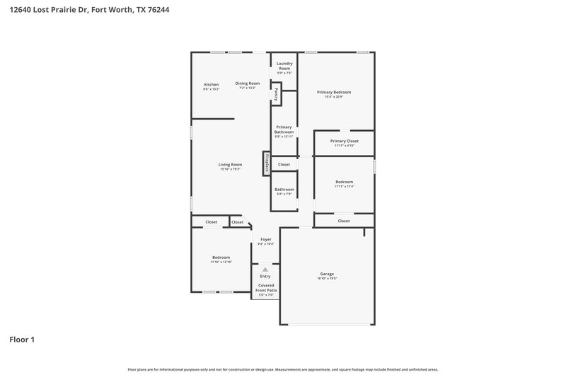 2,220/Mo, 12640 Lost Prairie Dr Fort Worth, TX 76244 Floor Plan View