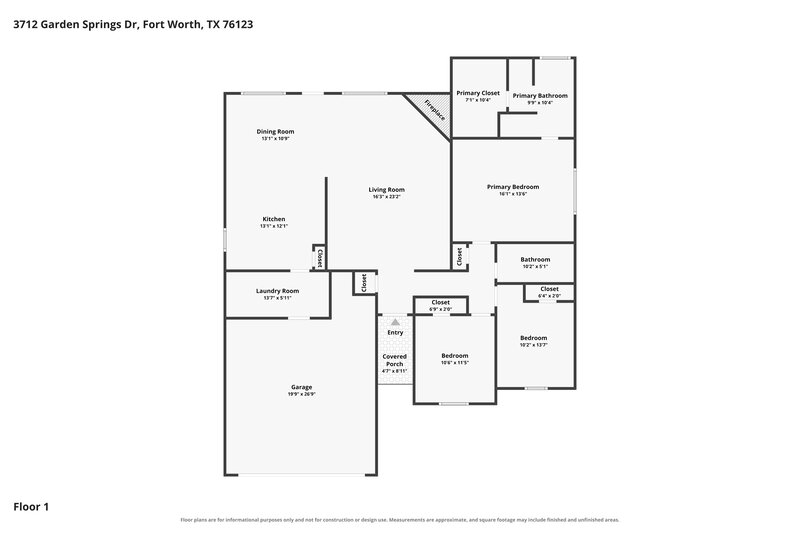 2,065/Mo, 3712 Garden Springs Dr Fort Worth, TX 76123 Floor Plan View