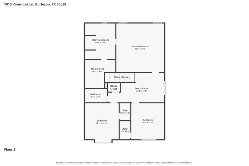 2,155/Mo, 1813 Vineridge Ln Burleson, TX 76028 Floor Plan View 2