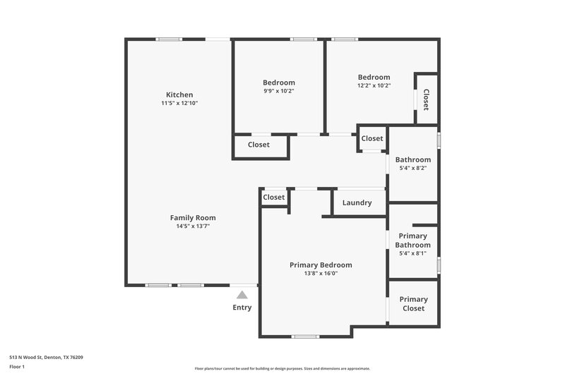 1,765/Mo, 513 N Wood St Denton, TX 76209 Floor Plan View