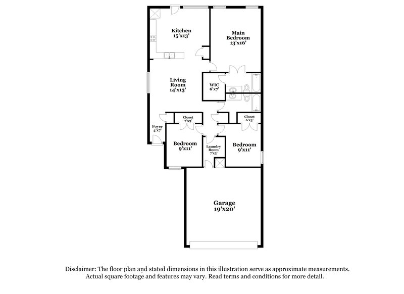 1,950/Mo, 218 S Preston St Alvarado, TX 76009 Floorplan View