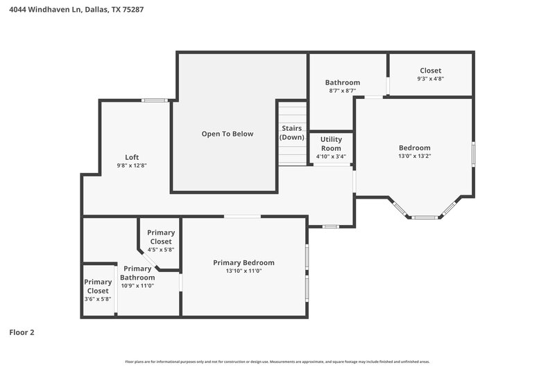 2,150/Mo, 4044 Windhaven Ln Dallas, TX 75287 Floor Plan View 2