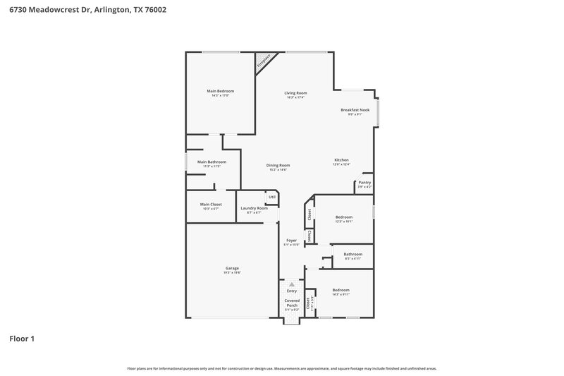 2,395/Mo, 6730 Meadowcrest Dr Arlington, TX 76002 Floor Plan View